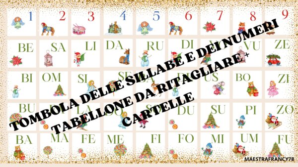 TOMBOLA DELLE SILLABE E DEI NUMERI FINO AL 9