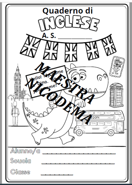 Copertina del quaderno di Inglese per la classe terza scuola primaria.