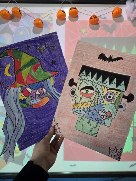 HALLOWEEN PICASSO DISEGNO FRANKENSTEIN STREGA