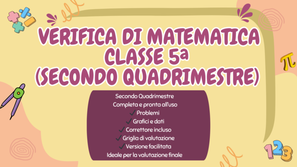 Verifica Matematica Classe 5ª (Secondo Quadrimestre) – Completa con Grafici, Problemi, Correttore e Griglie