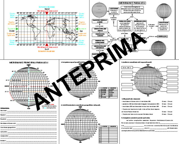 GEOGRAFIA: RETICOLO GEOGRAFICO, MERIDIANI E PARALLELI CON VERIFICA CLASSE QUARTA - SCUOLA PRIMARIA