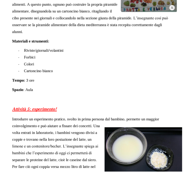 Tesina/unità didattica alimentazione 4/5 primaria