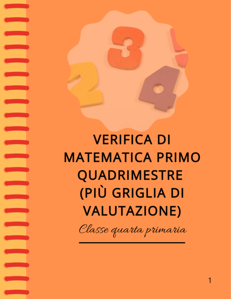 Verifica di primo quadrimestre di matematica classe quarta primaria (più griglia di valutazione)