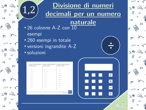 Divisione di numeri decimali per un numero naturale | matematica | 26 colonne