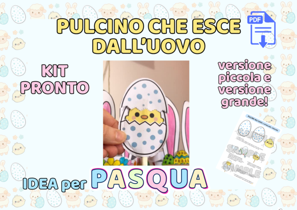 Pulcino di Pasqua che Esce dall’Uovo – Attività Creativa Interattiva (PDF Stampabile)