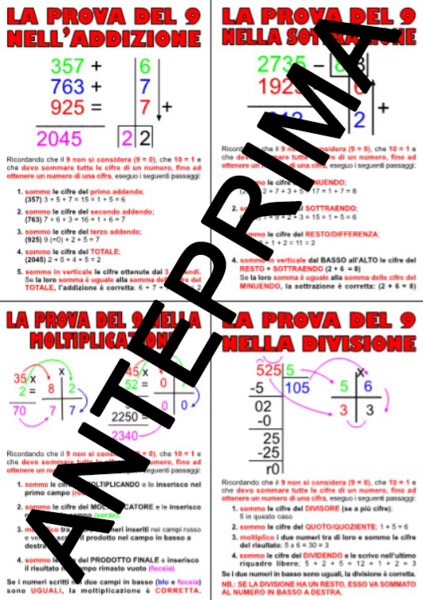 LA PROVA DEL NOVE NELLE QUATTRO OPERAZIONI - SCUOLA PRIMARIA