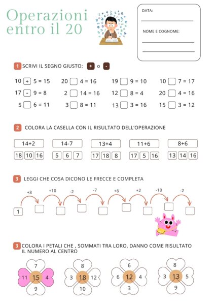 Matematica - Operazioni entro il 20