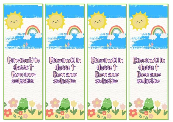 segnalibro arcobaleno di benvenuto tuttele classi