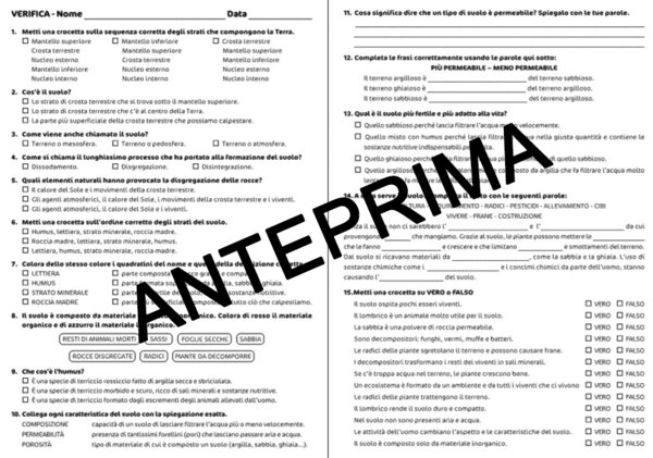 VERIFICA SUL SUOLO / TERRENO DALLA CLASSE TERZA - SCUOLA PRIMARIA