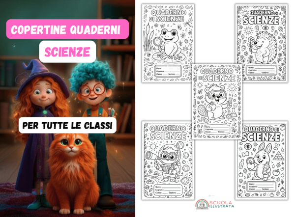Copertine quaderni Scienze da colorare per tutte le classi