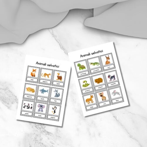 Flashcards animali selvatici in italiano