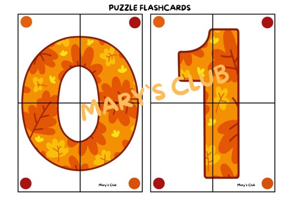 Puzzle Flashcards "I numeri dell`autunno"