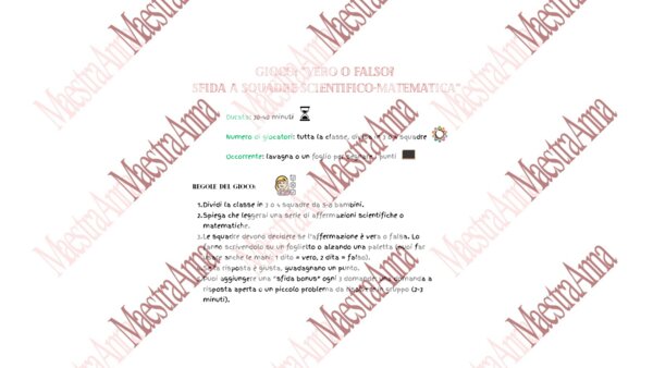 Gioco didattico: “Vero o Falso? Sfida a Squadre Scientifico-Matematica”