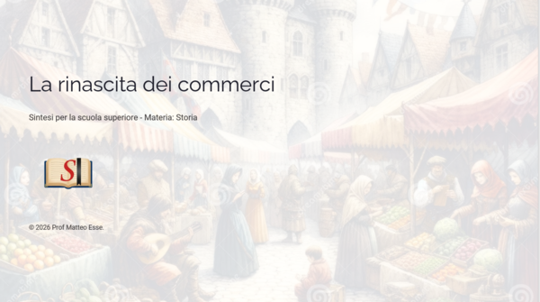 La rinascita dei commerci dopo il Mille: Lezione Completa (Slide PPTX + Verifica e Soluzioni)