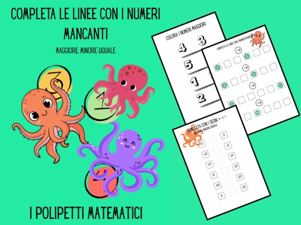 Schede di matematica – Maggiore, minore, uguale 🐙
