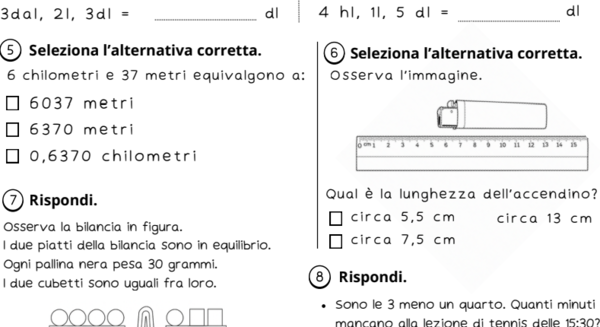 Verifica misure di grandezza - Equivalenze e Prove Invalsi