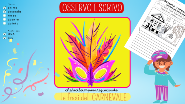 CARNEVALE : OSSERVA E SCRIVI FRASI - CLASSI PRIMA E SECONDA - UN VIDEO