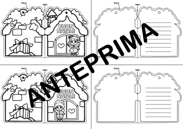 BIGLIETTO DI NATALE A CASETTA PIEGABILE FRONTE E RETRO - SCUOLA PRIMARIA