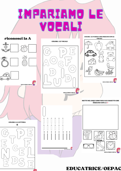 Le vocali: 29 schede didattiche