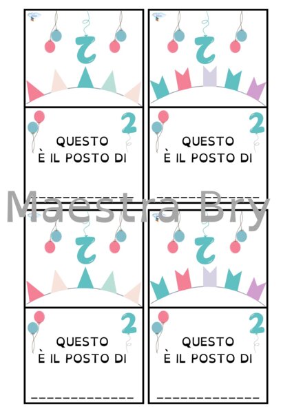 SEGNAPOSTI PER CLASSE SECONDA
