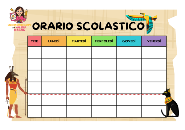 Orario scolastico tema Antico Egitto