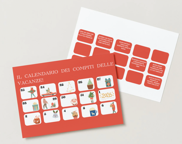 Il calendario dei compiti delle vacanze di Natale!