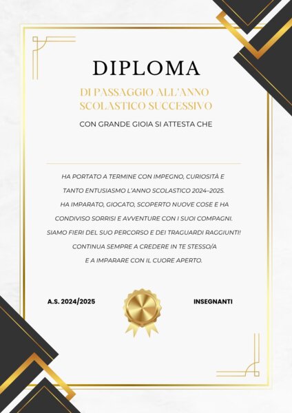 Diploma quinta primaria di fine anno