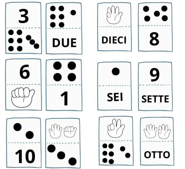 Domino numeri entro il 10