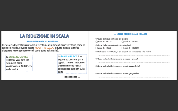 Geografia classe IV Esercizi di ripasso/verifica (scala, tipi di carte, reticolo geografico)