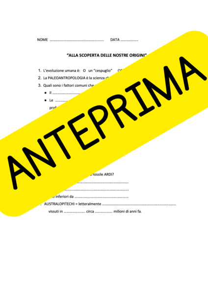 Verifica di storia sugli uomini primitivi