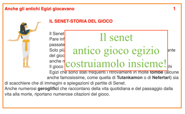 Il Senet, anico gioco egizio; laboratorio storico-creativo