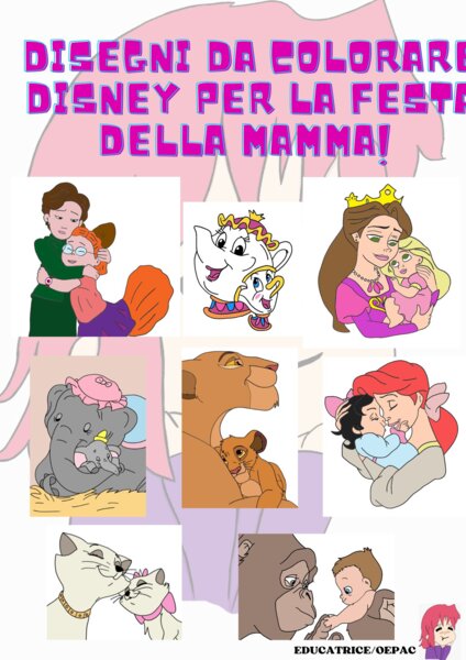Disegni disney per la festa della mamma da colorare