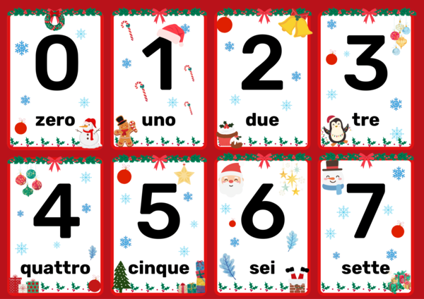 Flash Card Natalizie con i Numeri fino a 20🎄