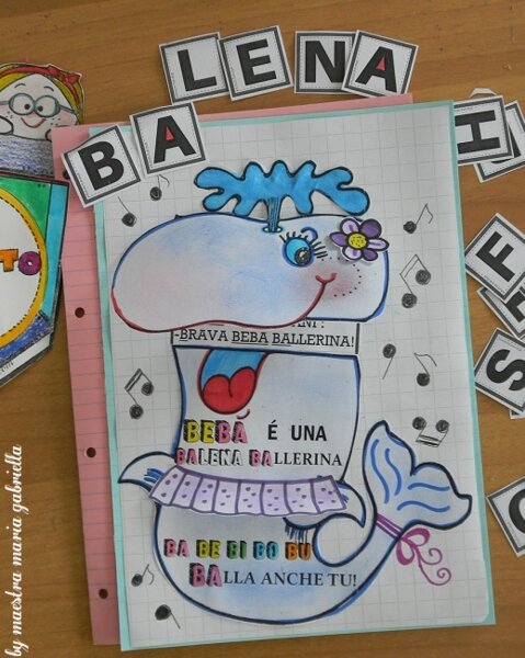 Lettera B di Balena BeBa e dado sillabico
