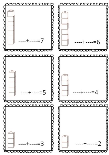 Carte delle addizioni con i Mathlink cubes