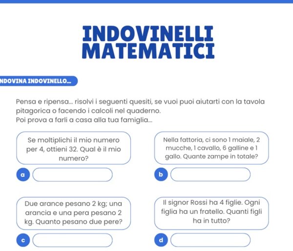 INDOVINELLI MATEMATICI