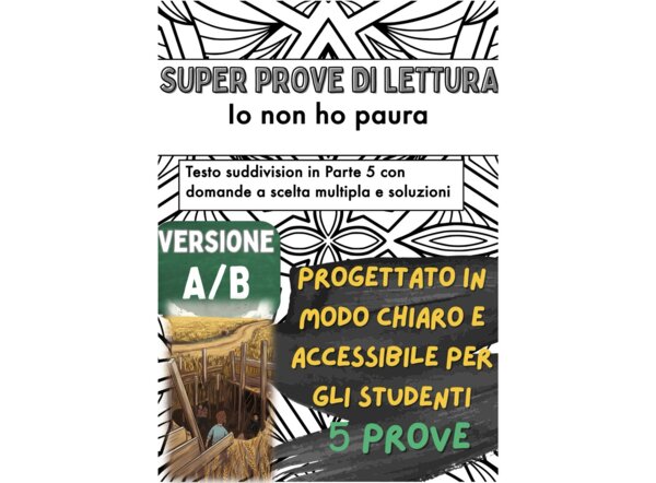 📘😱 5x Test di lettura su «Io non ho paura» di Niccolò Ammaniti ✨ (Versione A/B – per capitoli, in classe)