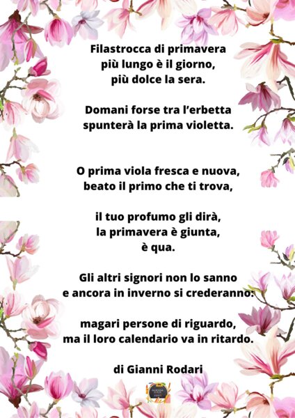 FILASTROCCA DI PRIMAVERA di Gianni Rodari - testo -
