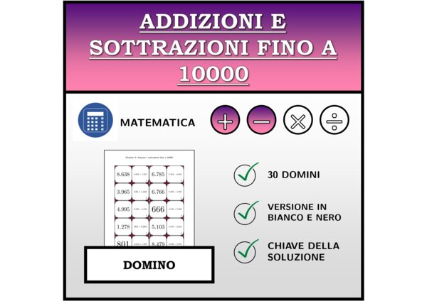 Domino | Addizioni e sottrazioni fino a 10000 | Attività Matematica