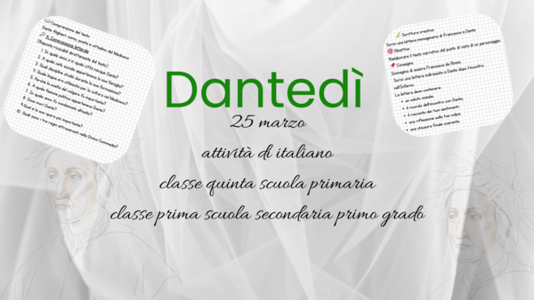 Dantedì: attività di italiano classe quinta scuola primaria e classe prima scuola secondaria di primo grado