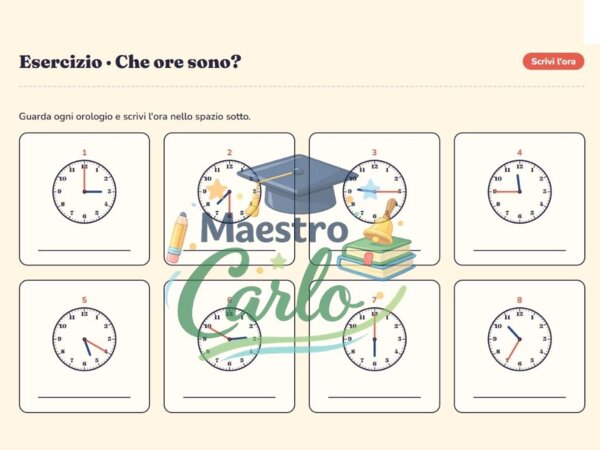 Impara l’Orologio con Tic-Tac! – Libro Didattico Stampabile con Spiegazioni, Esercizi e Soluzioni per la Scuola Primaria