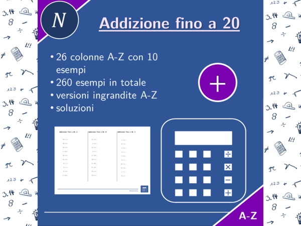 Addizione fino a 20 | matematica | esempio di materiale gratuito