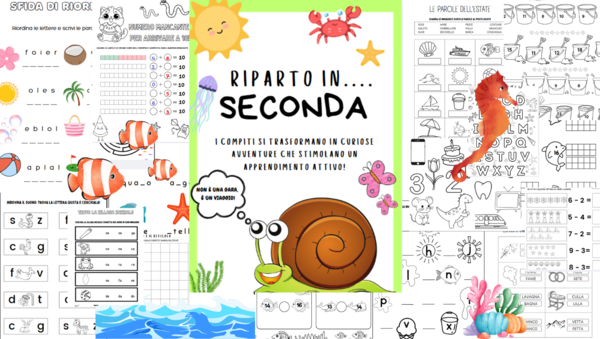 RIPARTO IN SECONDA: KIT DI 38 SCHEDE DIDATTICHE UTILIZZABILI PER I COMPITI DELLE VACANZE