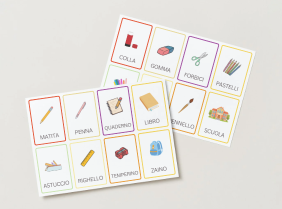 FLASHCARDS OGGETTI SCOLASTICI