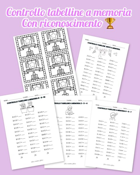 CONTROLLO TABELLINE A MEMORIA con riconoscimento finale