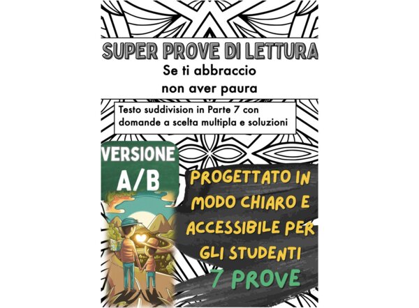 📘🤗 7x Test di lettura su «Se ti abbraccio non aver paura» di Fulvio Ervas ✨ (Versione A/B – per capitoli, in classe)