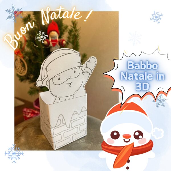 Babbo Natale che scende dal camino 3D