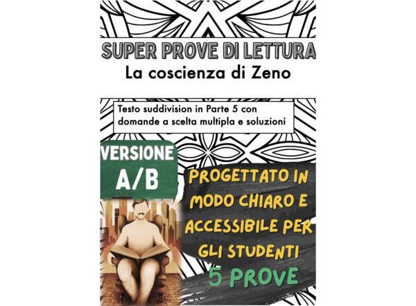 📘🌀 5x Test di lettura su «La coscienza di Zeno» di Italo Svevo ✨ (Versione A/B – per capitoli, in classe)