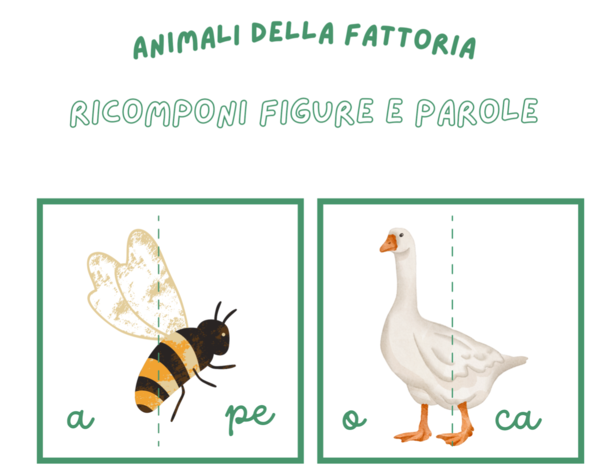 Gli animali della fattoria; un'attività divertente per la lettoescrittura