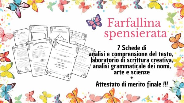 Laboratorio di Primavera: kit 8 SCHEDE ATTIVITA' sulla poesia "FARFALLINA SPENSIERATA"